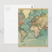 Postale Carte du monde vintage (Devant / Derrière)