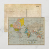 Postale Carte du monde vintage 1910 (Devant / Derrière)