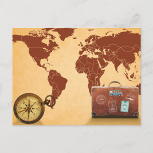 Postale Carte du monde vintage Aventure de voyage