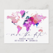 Postale Carte du monde Voyage Destination Mariage Enregist (Devant)