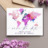 Postale Carte du monde Voyage Destination Mariage Enregist