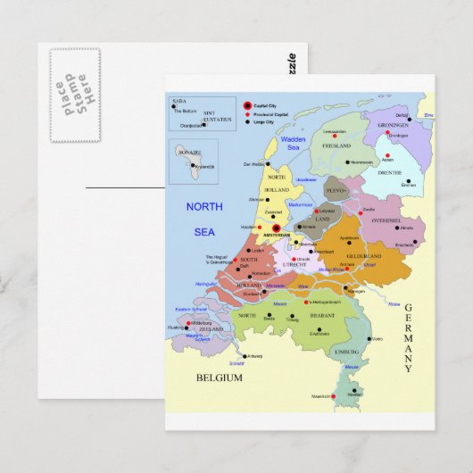 Postale Carte du Pays-Bas (Devant / Derrière)