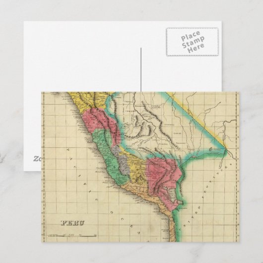 Postale Carte Du Pérou (Devant / Derrière)