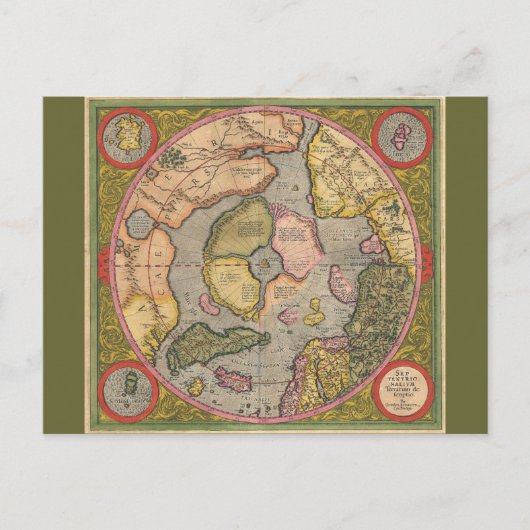 Postale Carte du Pôle Nord antique (Devant)