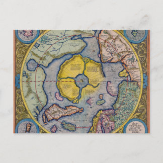 Postale Carte du pôle Nord du 16e siècle Mercator