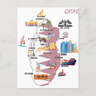 Postale Carte du Qatar Attraits touristiques