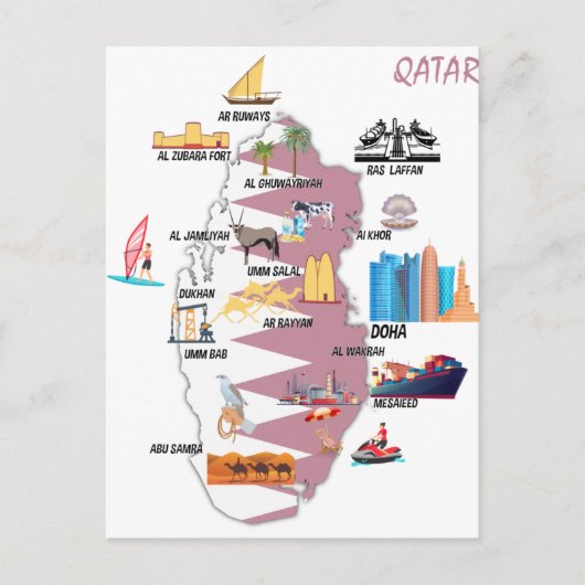 Postale Carte du Qatar Attraits touristiques (Devant)