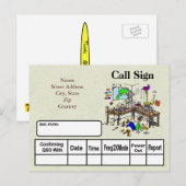 Postale Carte du radio-amateur d'explosion de Shack de (Devant / Derrière)