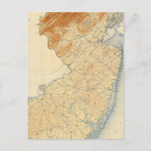 Postale Carte du relief du New Jersey (Devant)