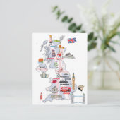 POSTALE CARTE DU ROYAUME-UNI ILLUSTRÉE CARTE DU ROYAUME-UN (Debout devant)