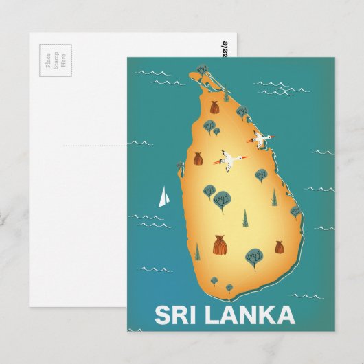 Postale Carte du Sri Lanka (Devant / Derrière)