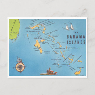Postale Carte du tourisme Vintage des îles Bahama