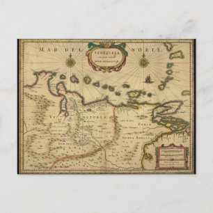 Postale Carte du Venezuela par Hendrik Hondius (1630)