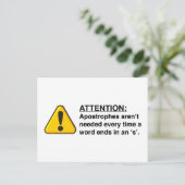 Postale Carte d'utilisation correcte de l'apostrophe (Debout devant)