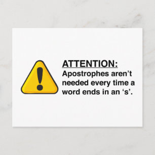 Postale Carte d'utilisation correcte de l'apostrophe