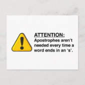 Postale Carte d'utilisation correcte de l'apostrophe (Devant)