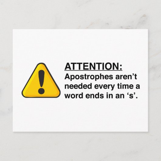 Postale Carte d'utilisation correcte de l'apostrophe (Devant)