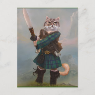 Postale Carte écossaise Braveheart Scottish Highlander Cat