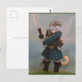Postale Carte écossaise Braveheart Scottish Highlander Cat (Devant / Derrière)