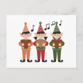 Postale Carte Elfs Chantant Festive (Devant)