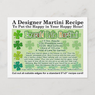 Postale Carte Emeral Isle St. Patrick's Day Martini Recett