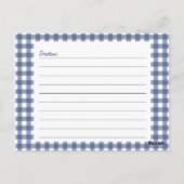 Postale Carte En vichy recette bleue (Dos)