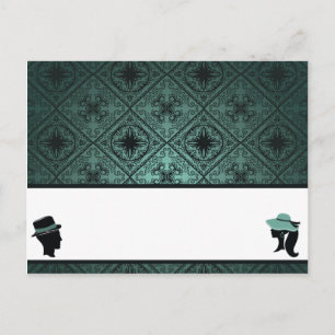 Postale Carte Endroit Écrite Damask Turquoise Couple Homme