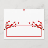 Carte Endroit Écrite Fleur de cerisier rouge