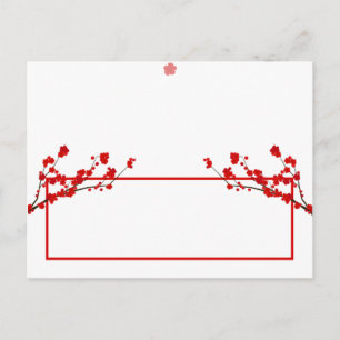 Postale Carte Endroit Écrite Fleur de cerisier rouge