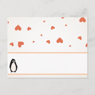 Postale Carte Endroit Écrite Pingouin Amour/Coeur Pêche