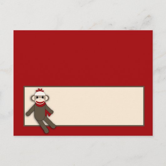 Postale Carte Endroit Écrite Rouge Sock Monkey (Devant)