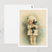 Postale Carte Enfant dans une tempête de neige (Devant / Derrière)