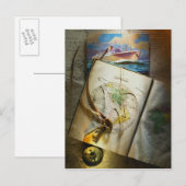 Postale Carte Et Compas (Devant / Derrière)