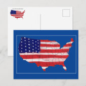 Postale Carte et drapeau américains (Devant / Derrière)