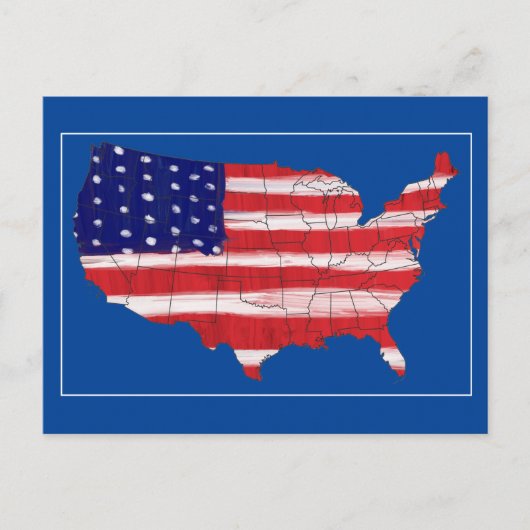 Postale Carte et drapeau américains (Devant)