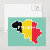 Postale Carte et drapeau de la Belgique (Devant / Derrière)