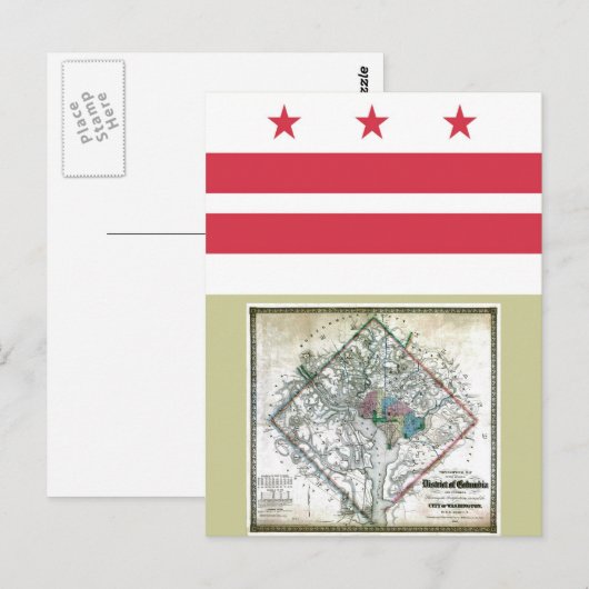 Postale Carte et drapeau de Washington DC (Devant / Derrière)
