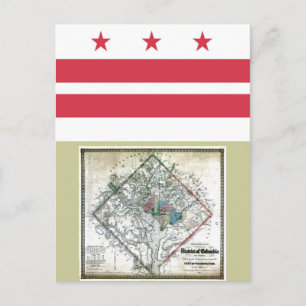 Postale Carte et drapeau de Washington DC