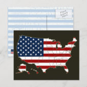 Postale Carte et drapeau des États-Unis (Devant / Derrière)