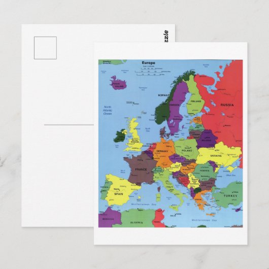 Postale Carte Europe (Devant / Derrière)