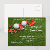 Postale Carte Faire-part de mariage de golf avec coeur d'a (Devant / Derrière)
