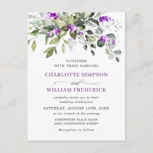 Postale Carte Faire-part de mariage florale Eucalyptus Lav