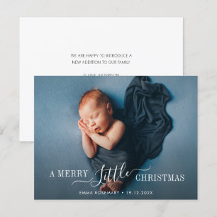 Postale carte faire-part de naissance moderne de noël