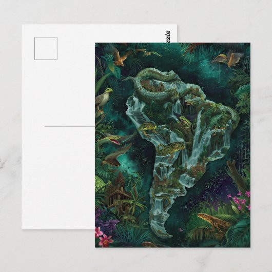 Postale Carte fantastique de la faune de la jungle d'Améri (Devant / Derrière)