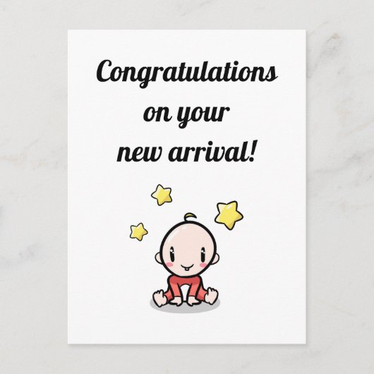 Postale Carte Félicitations Bébé, Unisex, Nouveau Arrivée, (Devant)