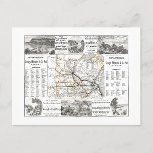 Postale Carte ferroviaire de Chicago, Milwaukee et Saint P