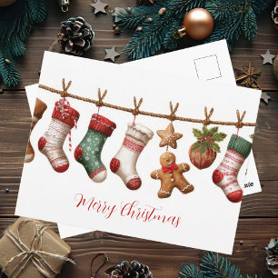 Postale Carte festive et mignonne de guirlande de Noël