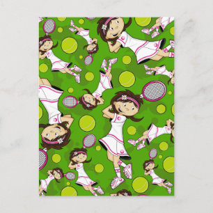 Postale Carte fille de tennis mignonne