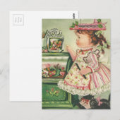 Postale Carte fille vintage Candy Shop (Devant / Derrière)