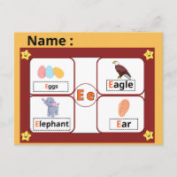 Carte flash de la lettre E de l'alphabet éducatif